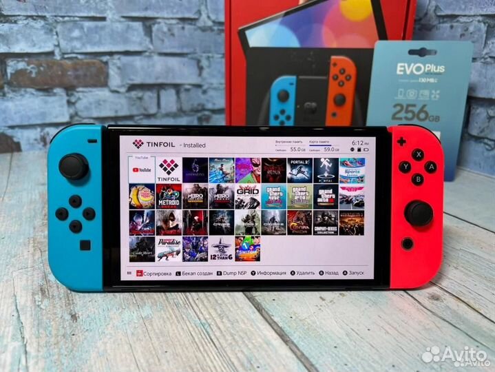 Nintendo switch Oled (Neon 64gb) +256gb карта памя