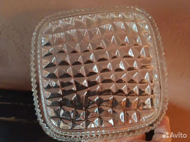 Квадратный хрустальный сальник СССР. Без сколов и