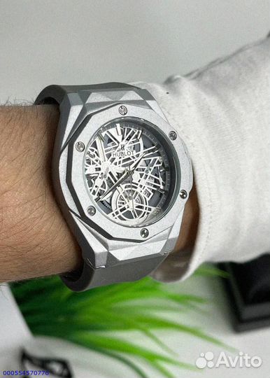Часы наручные Hublot WHB3 серебро (Арт.86684)