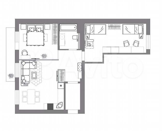 3-к. квартира, 64 м², 2/3 эт.