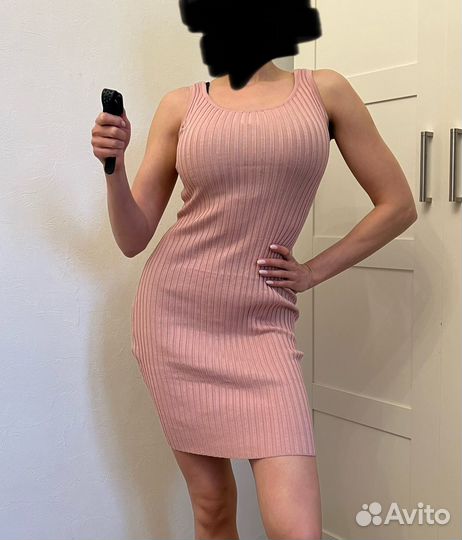 Платье розовые трикотажное M-L