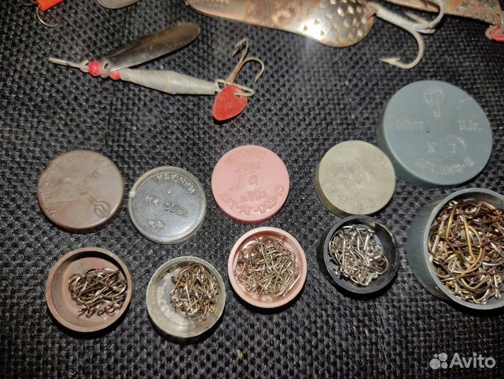 Блесна Крючки Грузила Леска много СССР Рыбалка