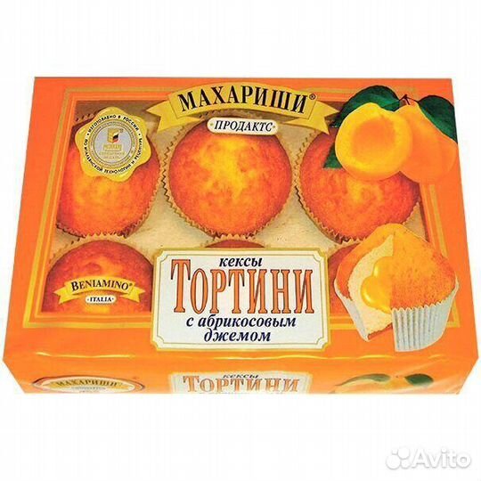 Кексы тортини с абрикосовым джемом 200г