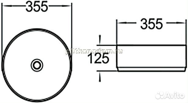 SantiLine SL-1037 Раковина керамическая накладная 35,5х35,5х12,5