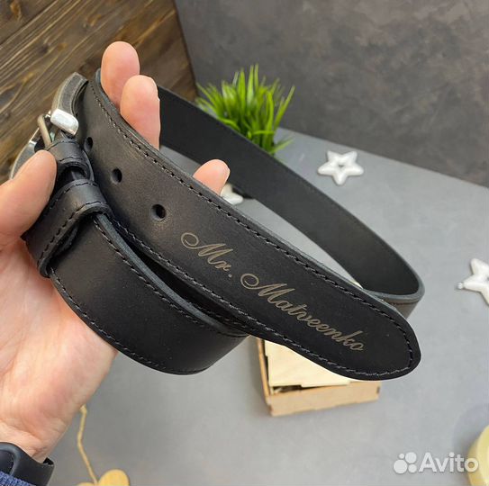 Ремень с гравировкой из отборной кожи