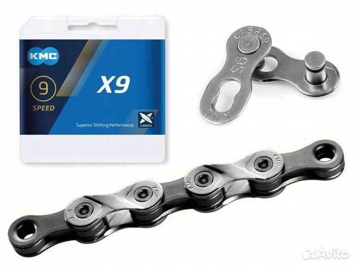 Цепь 9 скоростная, 114 звеньев, 1/2x11/128, KMC X9