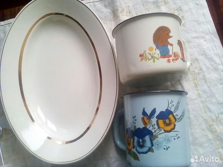 Кружки блюдо чайник эмалированный СССР