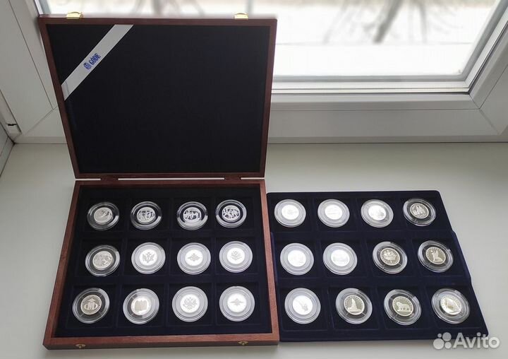 Набор монет 24 х 1 рубль серебро 1997, 2002, 2003