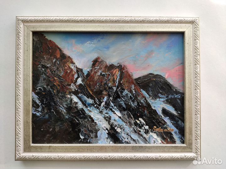Картина маслом горы Хибины 15*20см. Апатиты