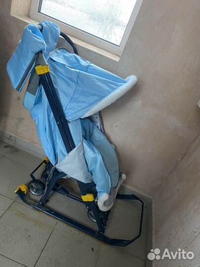 Детские санки коляска с колесами