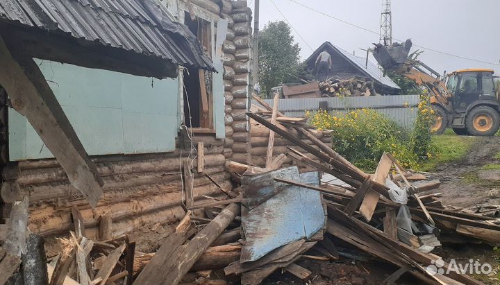 Расчистка участка Слом Демонтаж дома Вывоз мусора