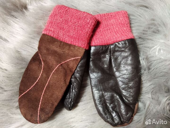 Новые кожаные варежки, детские, СССР