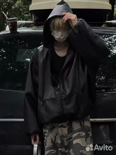 Кожаный Бомбер Оверсайз Balenciaga Type