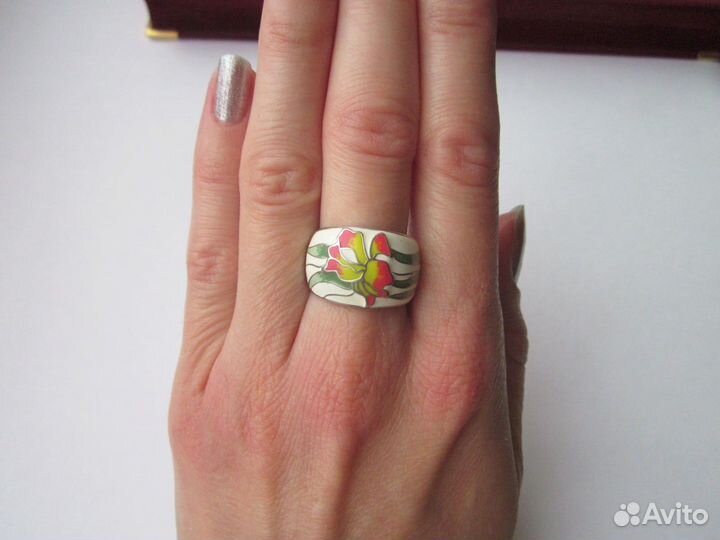 Серебряное Кольцо Ирис Эмаль