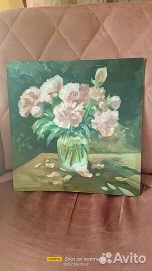 Картина маслом розовые пионы