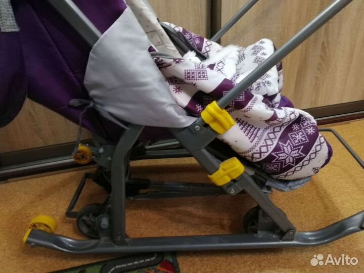 Детские санки-коляска с колесами