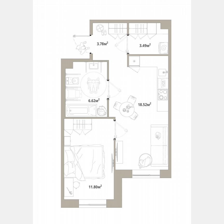 1-к. квартира, 44,2 м², 1/12 эт.