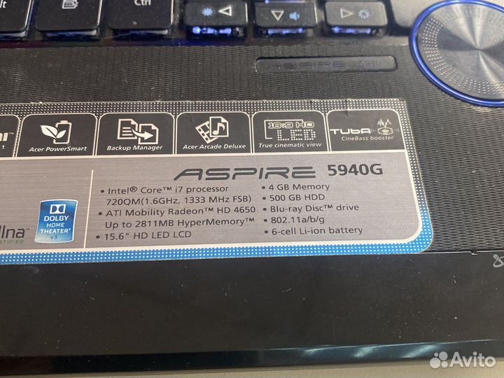 Acer Intel Core i7 15.6 4gb hdd 500gb