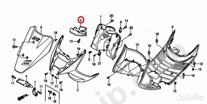 Подкрылок передний Honda Dio AF27, AF28 Б/У