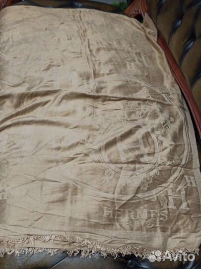 Палантин теплый hermes кашемир/шелк Франция