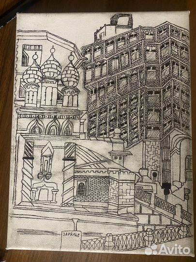 Картина на холсте ручкой