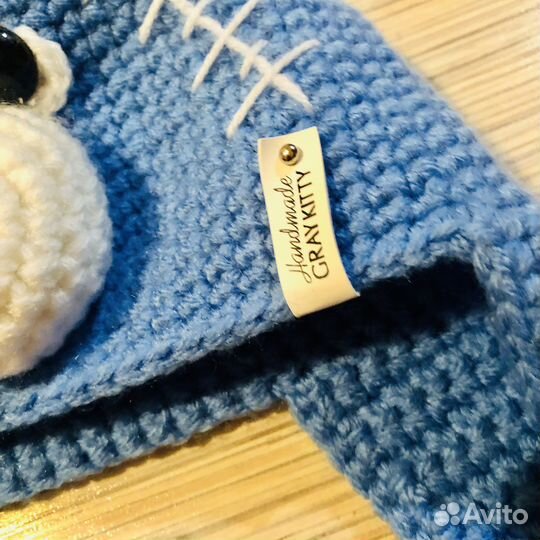 Шапочка котик вязанная