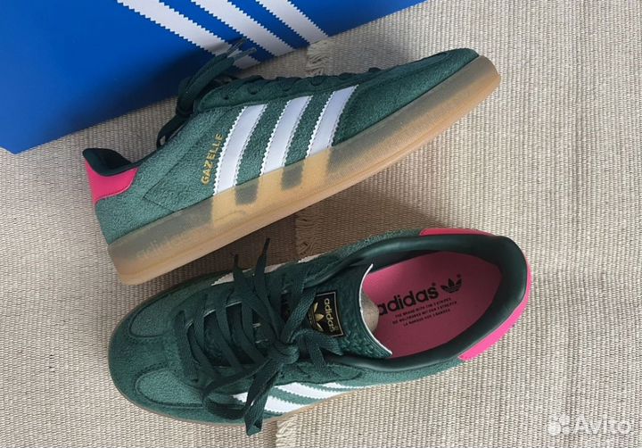 Кеды Adidas Gazelle Indoor Green Lucid Pink