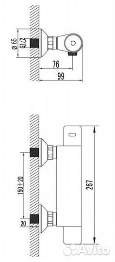 Смеситель Lemark Thermo LM7733C для душа