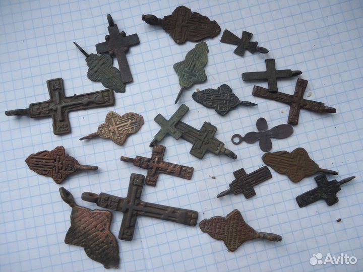 Крест старинный медный 13-18 век икона богоматерь