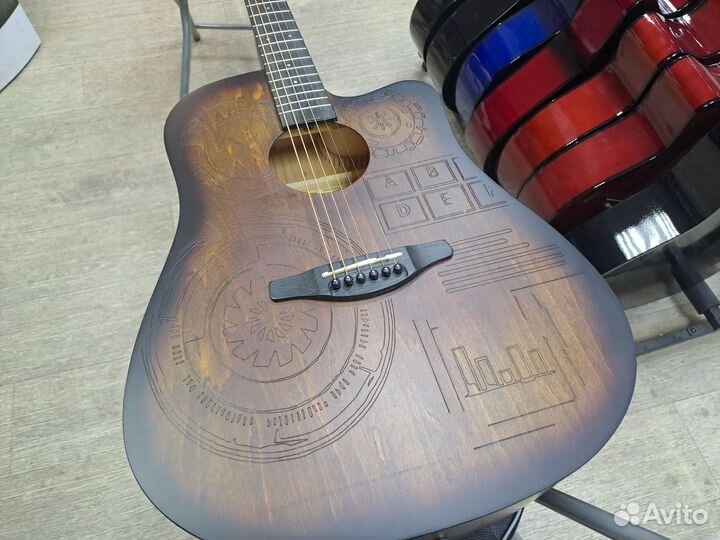 Гитара акустическая дредноут с рисунком