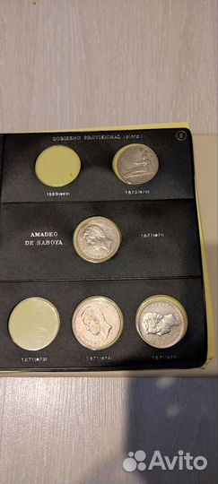 Лот 5 песет Испания серебро 34 монеты 1869-1899