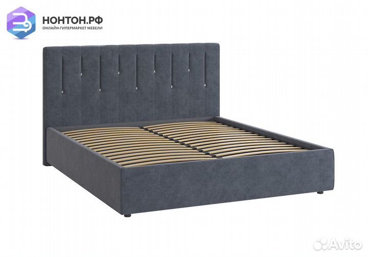 Кровать Кристи 2 1.6 м серо-синяя