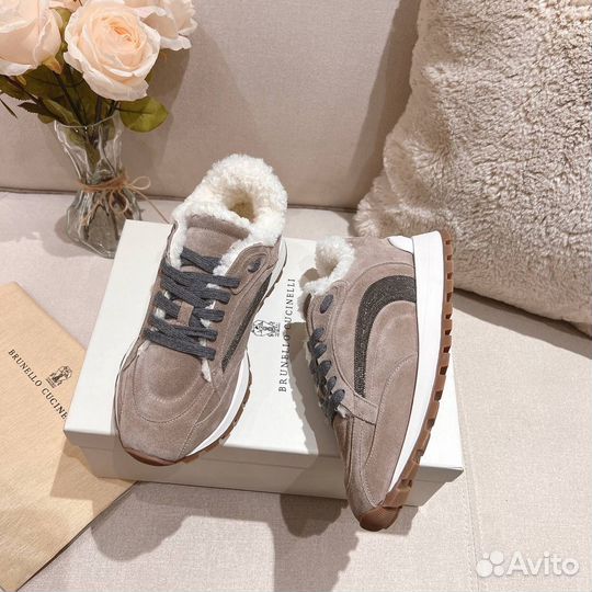 Кроссовки Brunello Cucinelli замша и мех