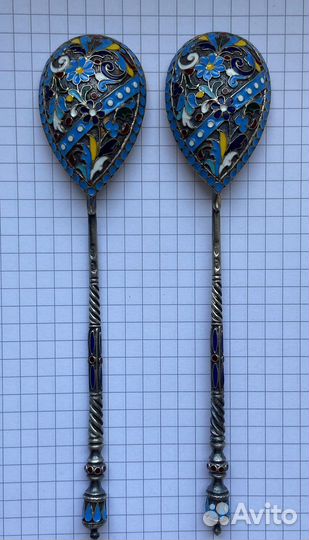 Серебрянная ложка 84 пробы эмаль