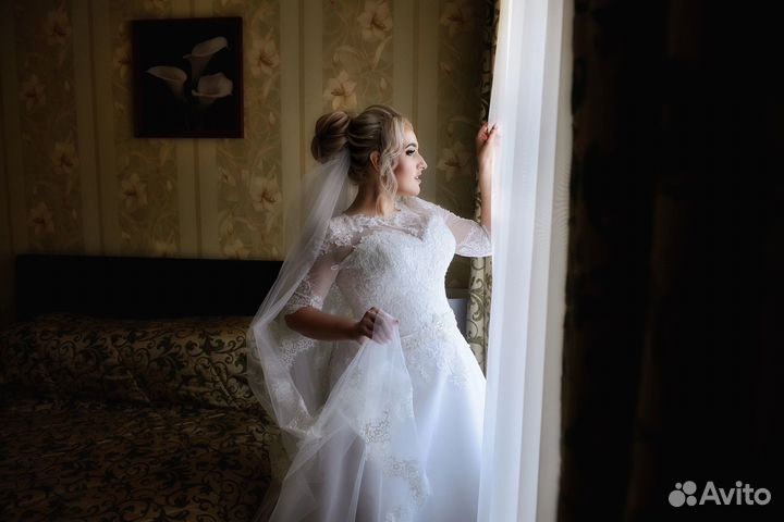 Свадебная фата с кружевом