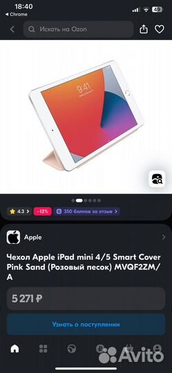 Чехол Apple для iPad mini(5th gneration)(бежевый)