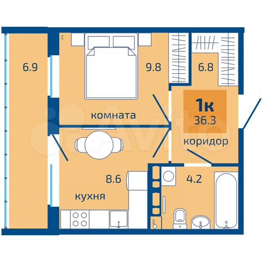 1-к. квартира, 36,3 м², 4/10 эт.