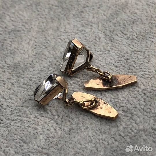 Серебряные запонки с горным хрусталем, 875 проба
