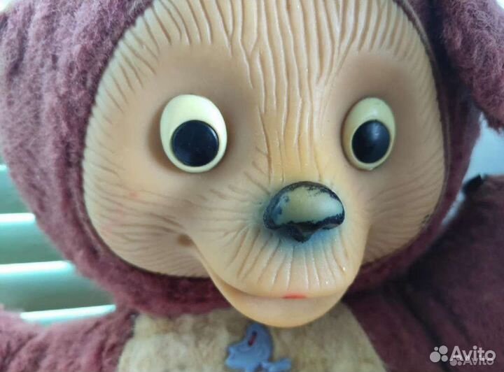 Игрушка СССР медведь плюшевый резиновая морда