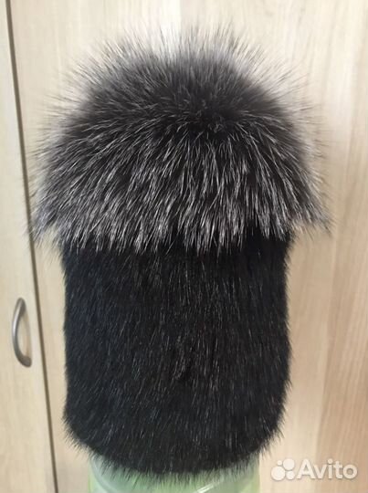 Шапка норковая вязаная