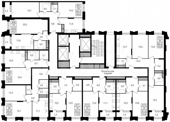 1-к. квартира, 43 м², 4/30 эт.