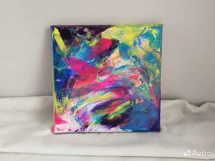 Картина абстракция акрилом на холсте, 20*20 см