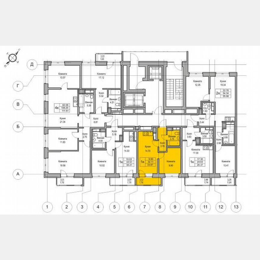 1-к. квартира, 33,9 м², 11/17 эт.