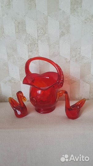 Винтажная ваза цветное стекло СССР