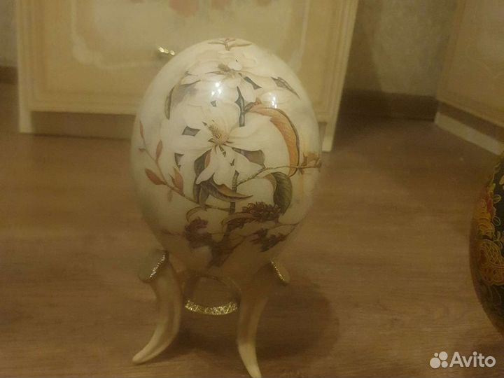 Яйцо страусиное расписное фаберже