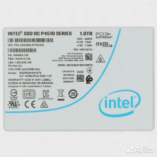Серверный SSD накопитель Intel DC P4510 Series