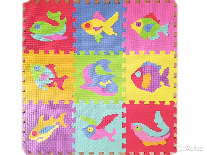 Детский коврик пазл Морские животные 90х90 см