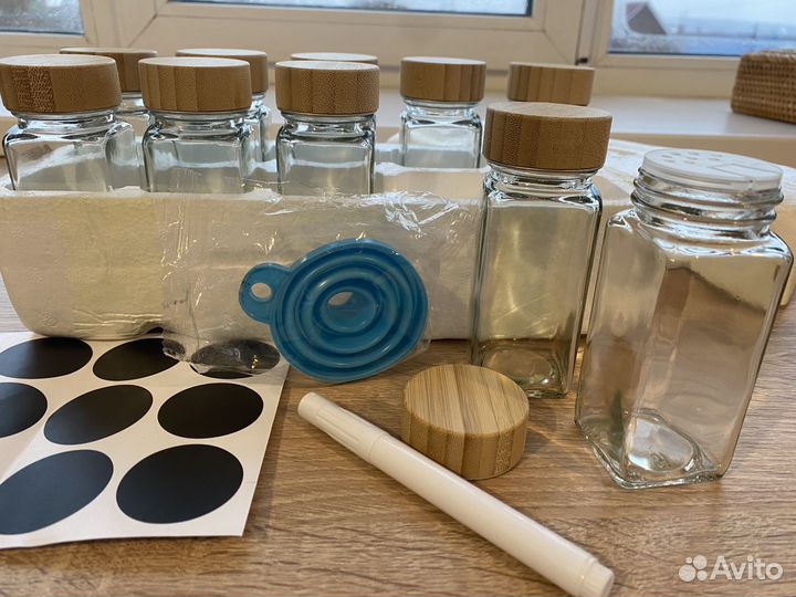 Баночки для специй стеклянные 10 шт набор баночек