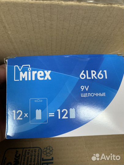 Батарейка Mirex Alkaline 6LR61 алакалиновая