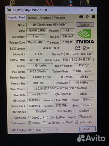 Asus geforce Rtx 3060ti tuf gaming